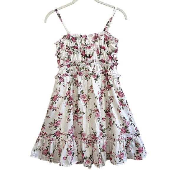 Jessica Simpson Floral Corset Sundress Ivory Pink Green M Romantic Feminine - Picture 5 of 6